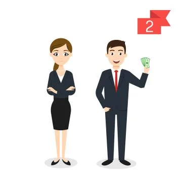 Vector profession characters: man and woman. Businessman and businesswoman. Stock Illustration