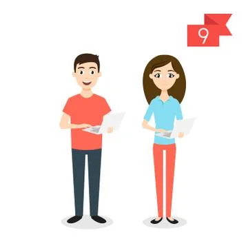 Vector profession characters: man and woman. Programmer or designer. Stock-Illustration