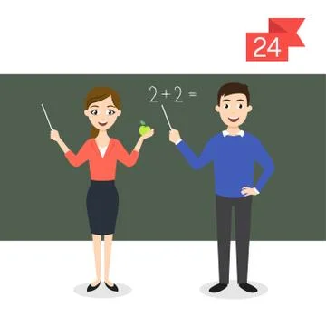 Vector profession characters: man and woman. Teacher. Stock Illustration