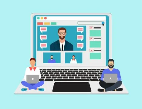 Vector of a professional advisor man coaching teaching online Stock Illustration