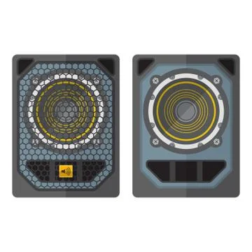 Vector professional tour array subwoofer loudspeakers flat design illustratio Stock Illustration