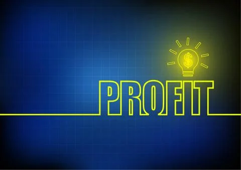 Vector : Profit with lightbulb on blue background Stock Illustration