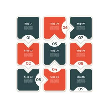 Vector Progress Background / Product choice or Version. Nine steps. eps 10 Stock Illustration