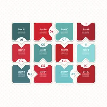 Vector Progress Background / Product choice or Version.Twelve  steps. eps 10. Stock Illustration