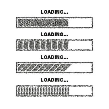 Vector progress loading bar set. Process indicator. Illustrazione stock