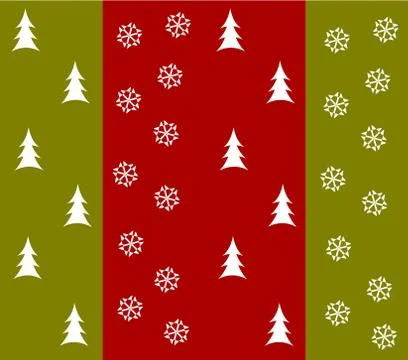 Vector project of christmas card - red and green with christmas trees and sno Stock Illustration