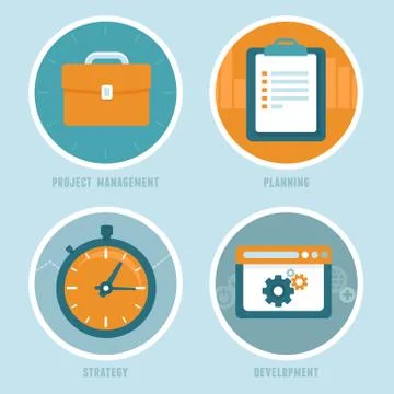 Vector project management concepts in flat style Stock Illustration