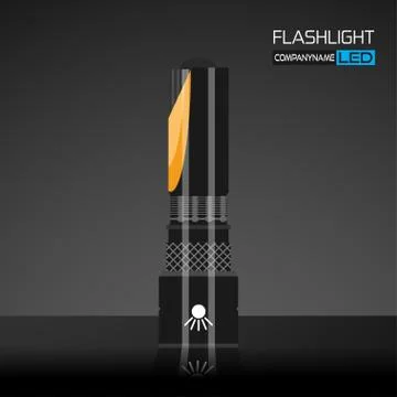 Vector promotion poster of black torch with yellow stripe and reflection on t Stock Illustration