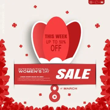 Vector promotional poster with insert in the form of red tulip cuted from pap Stock Illustration