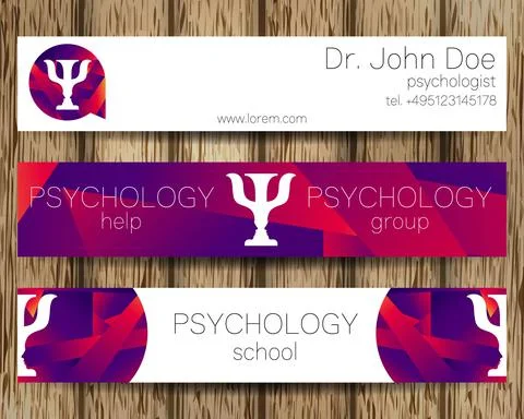 Vector Psychology Web banner design background or header Templates. Psi logo Illustrazione stock