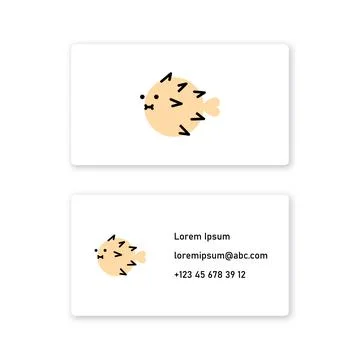 Vector puffer fish in bold line style . Editable illustration Stock Illustration