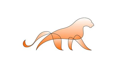 Vector puma in gradient style. Digital art Stock Illustration