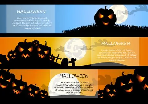 Vector : Pumpkin and moon halloween banner background Stock Illustration