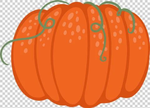 Vector pumpkin is featuring ribs lighter spots and curling vine tendrils on Illustrazione stock