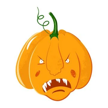 Vector pumpkin head portrait with angry emotions for Halloween celebration イラスト素材