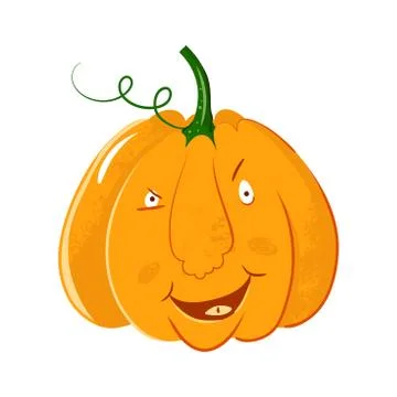 Vector pumpkin head portrait with cunning smile emotions for Halloween Stock Illustration