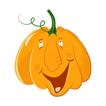 Vector pumpkin head portrait with happy emotions for celebration of halloween Stock Illustration