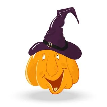 Vector pumpkin head portrait with happy emotions for celebration of halloween Stock Illustration