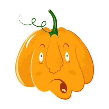 Vector pumpkin head portrait with wonder emotions for Halloween celebration Stock Illustration
