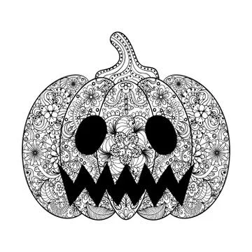 Vector Pumpkin illustration, Hand drawn Helloween vegetable in z 스톡 일러스트