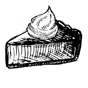 Vector pumpkin pie piece sketch. Isolated vector illustration of fall bakery Stock Illustration