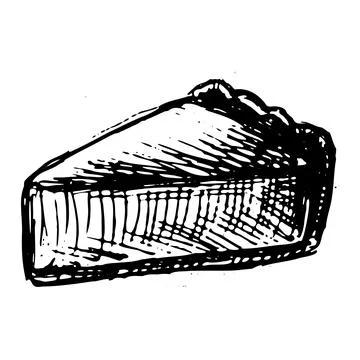 Vector pumpkin pie slice hand drawn illustration. Isolated vector sketch of Stock Illustration