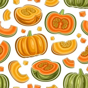 Vector Pumpkin Seamless Pattern Stock Illustration