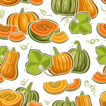 Vector Pumpkin Seamless Pattern Stock Illustration