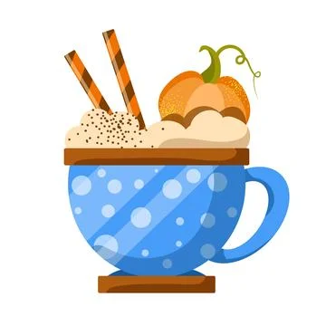 Vector pumpkin spice latte isolated on white background. Stock Illustration