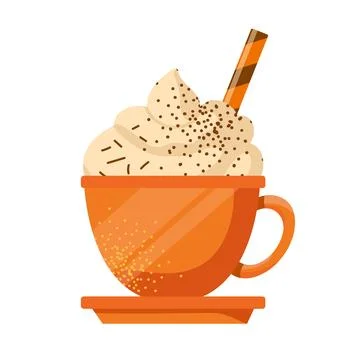 Vector pumpkin spice latte isolated on white background. Stock Illustration