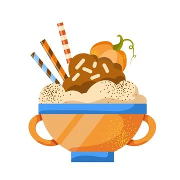 Vector pumpkin spice latte isolated on white background. Stock Illustration