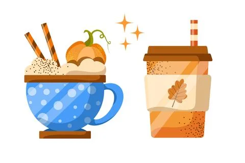 Vector pumpkin spice latte isolated on white background. Stock Illustration