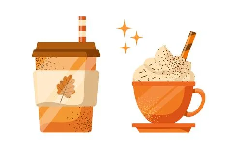 Vector pumpkin spice latte isolated on white background. Stock Illustration