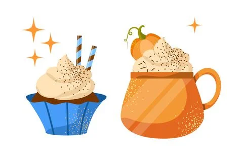 Vector pumpkin spice latte isolated on white background. Stock Illustration