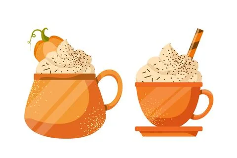 Vector pumpkin spice latte isolated on white background. Stock Illustration