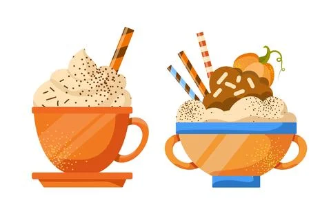 Vector pumpkin spice latte isolated on white background. Stock Illustration
