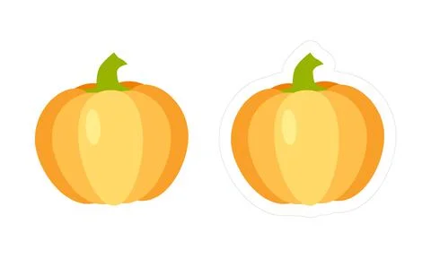 Vector pumpkin sticker with white die cut outline Stock Illustration