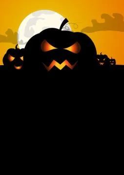 Vector : Pumpkins and space for text halloween background Stock Illustration