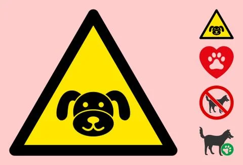 Vector Puppy Warning Triangle Sign Icon Stock Illustration