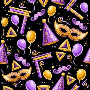 Vector Purim Seamless Pattern Stock Illustration