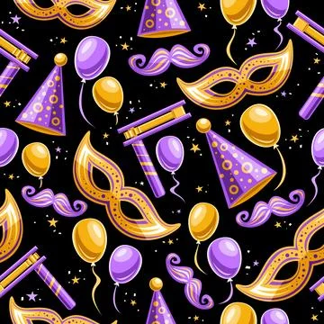 Vector Purim Seamless Pattern Stock Illustration
