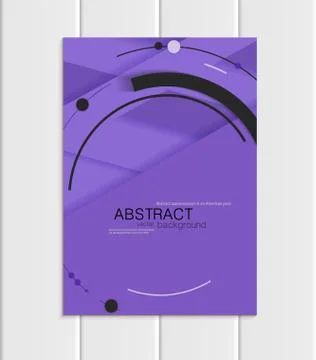 Vector purple brochure A5 or A4 format material design black element corporate Ilustração Stock