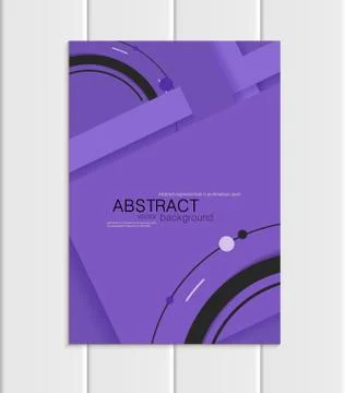 Vector purple brochure A5 or A4 format material design black element corporate Ilustração Stock