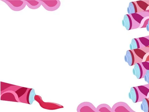 Vector purple frame with open paint tubes Stock Illustration