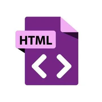 Vector purple icon HTML. File format extensions icon. Stock Illustration