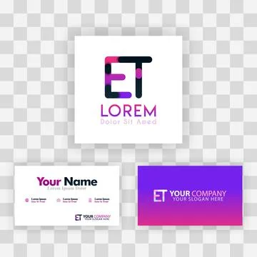 Vector Purple Modern Creative. Clean Business Card Template Concept. TE Lette Stock Illustration