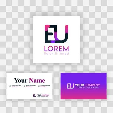 Vector Purple Modern Creative. Clean Business Card Template Concept. UE Lette Stock Illustration