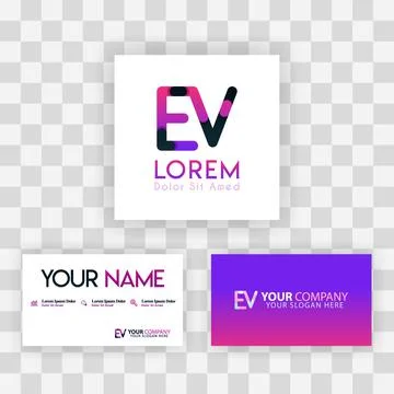 Vector Purple Modern Creative. Clean Business Card Template Concept. VE Lette Stock Illustration