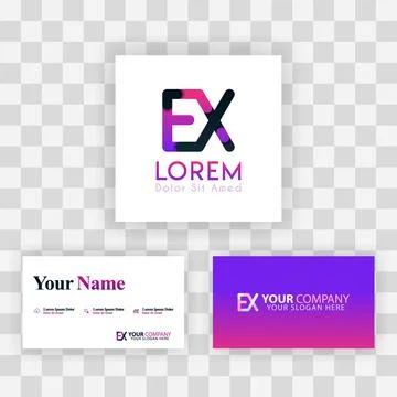 Vector Purple Modern Creative. Clean Business Card Template Concept. XE Lette Stock Illustration