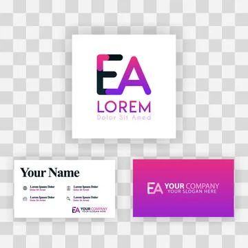 Vector Purple Modern Creative. Clean Business Card Template Concept. AE Lette Stock Illustration